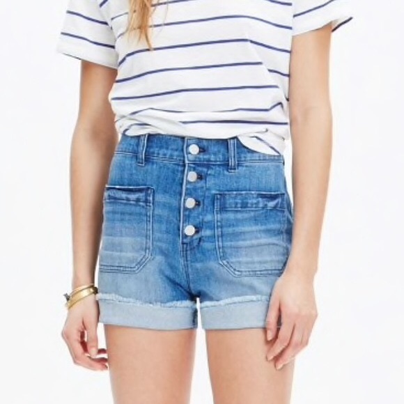 Madewell Pants - NWOT Madewell high-rise button denim shorts (27)